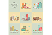 City transport service. Set  icons