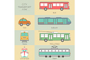 City transport. Set icons