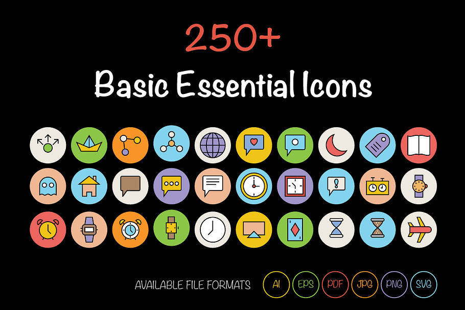 250+ Basic Essential Icons in Graphics - product preview 8