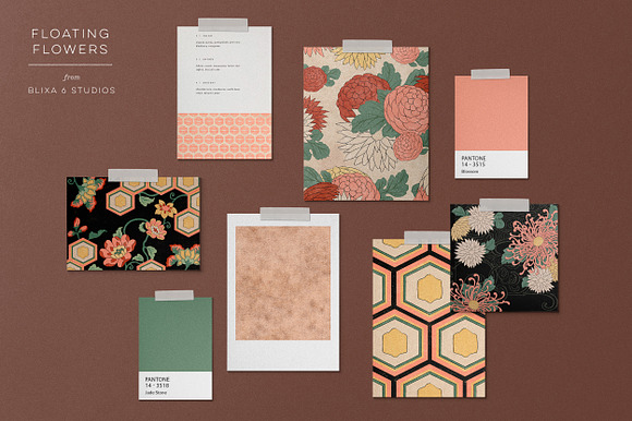 Vintage Japanese Flowers in Patterns - product preview 1