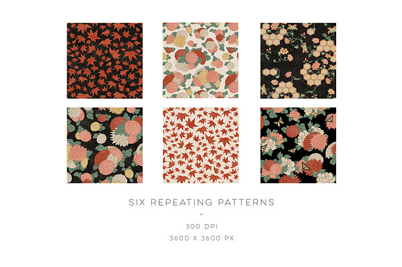 Vintage Japanese Flowers in Patterns - product preview 5