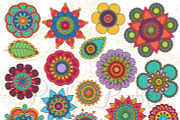 Doodle Flowers and Mandalas Clipart