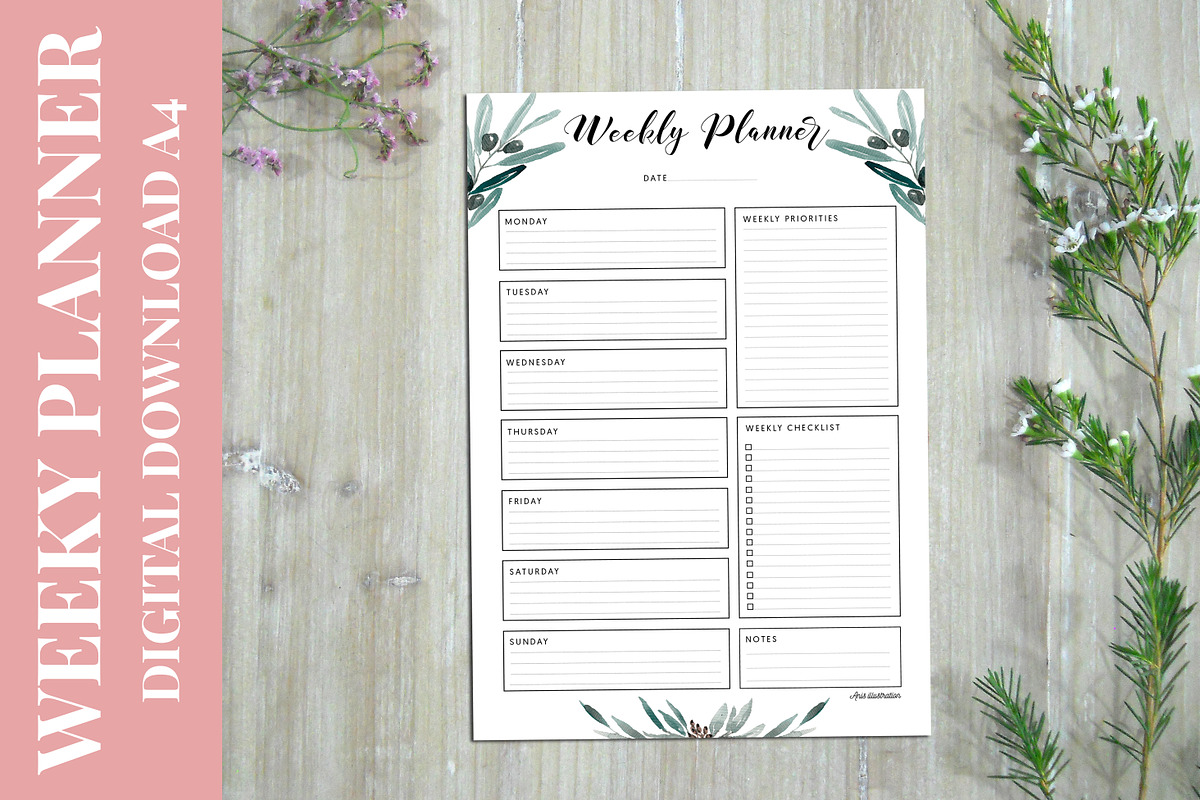 Weekly Planner PRINTABLE A4 in Stationery Templates - product preview 8