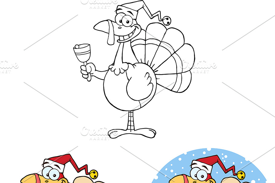 Christmas Turkey Collection Set in Illustrations - product preview 8
