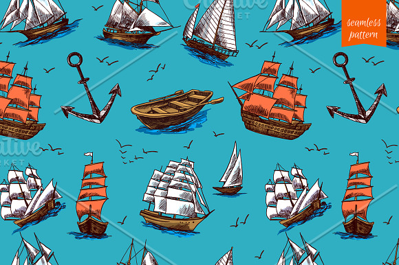 Ships & Boats Sketch Set in Illustrations - product preview 2