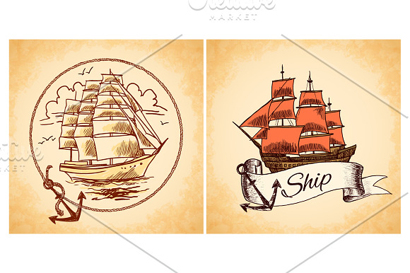 Ships & Boats Sketch Set in Illustrations - product preview 4