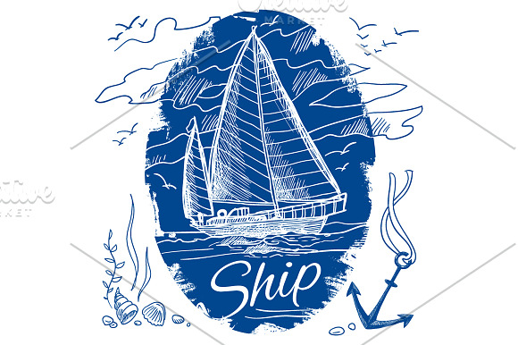 Ships & Boats Sketch Set in Illustrations - product preview 5