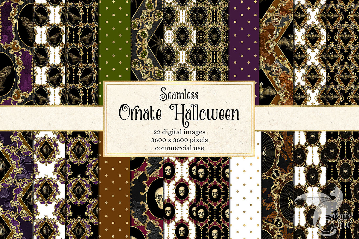 Ornate Halloween Digital Paper in Patterns - product preview 8