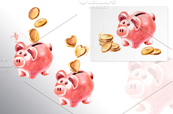 Money. Watercolor collection in Illustrations - product preview 5