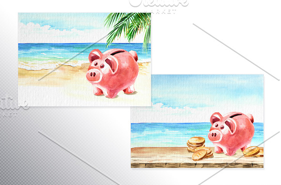 Money. Watercolor collection in Illustrations - product preview 6