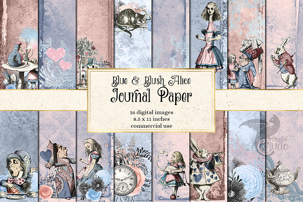 Blue and Blush Alice Journal Paper
