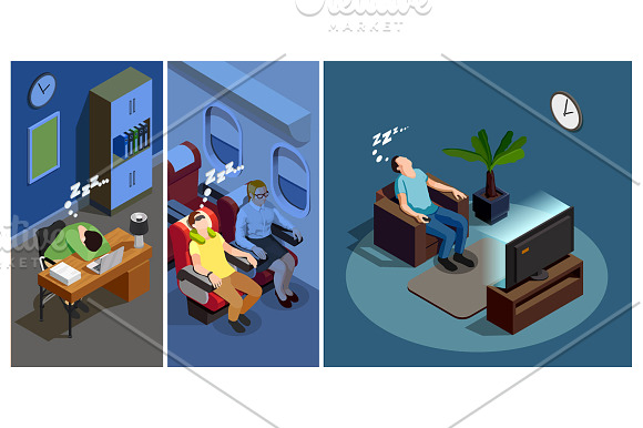 Sleep Time Isometric Set in Illustrations - product preview 3