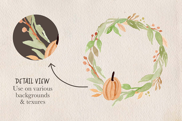 6 Watercolor Fall Wreaths in Illustrations - product preview 1