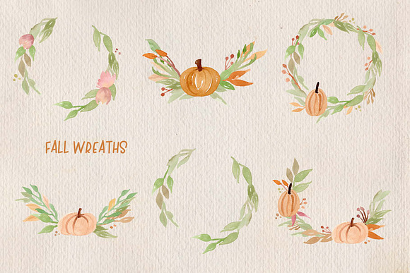 6 Watercolor Fall Wreaths in Illustrations - product preview 2