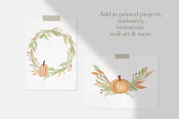 6 Watercolor Fall Wreaths in Illustrations - product preview 4