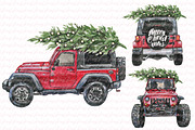 Monster truck. Christmas tree