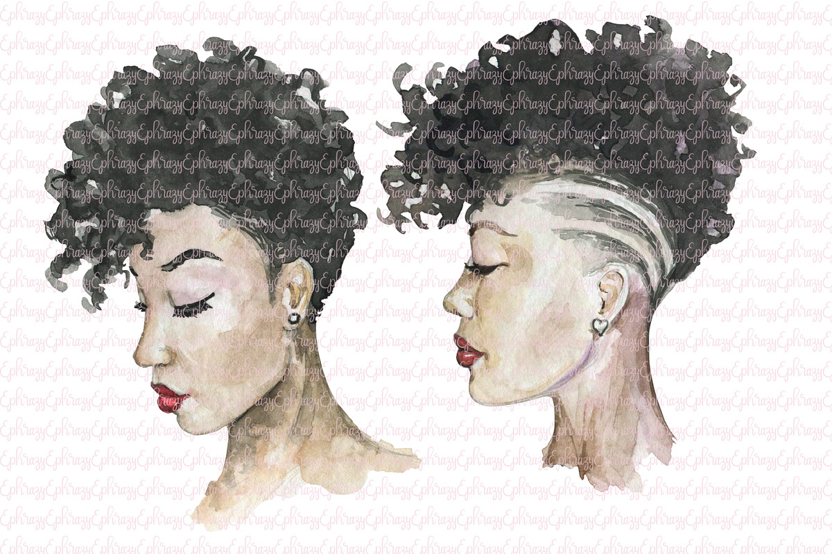 Afro girl, hair 2 in Illustrations - product preview 8