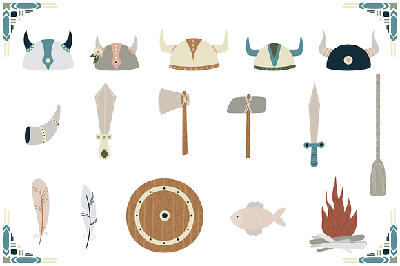 Cute Vikings Graphic Set in Illustrations - product preview 2
