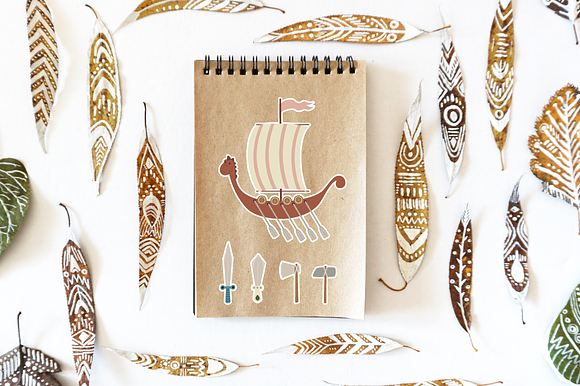 Cute Vikings Graphic Set in Illustrations - product preview 8