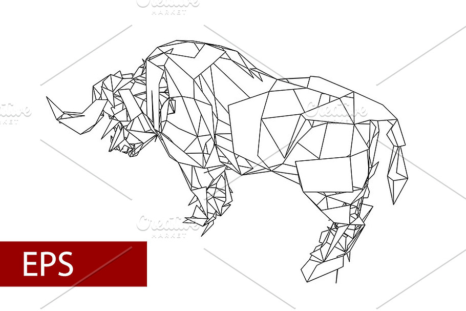 mosaics a buffalo. abstract a buffal in Illustrations - product preview 8