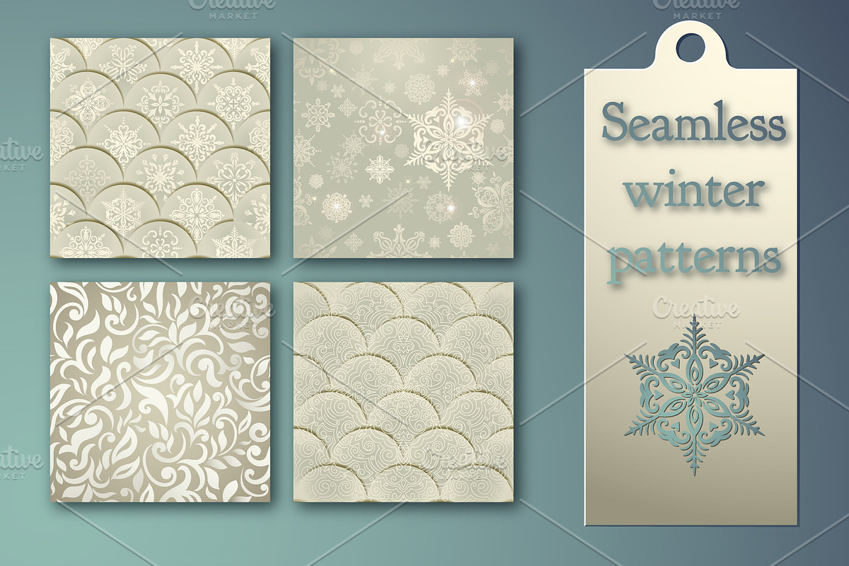 Winter set of seamless patterns in Patterns - product preview 8