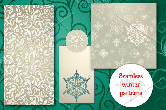 Winter set of seamless patterns in Patterns - product preview 4