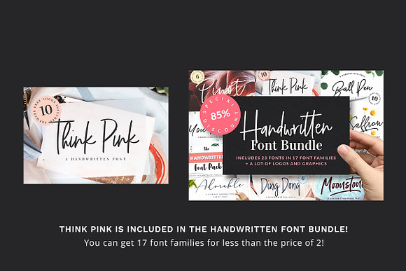 Think Pink Handwritten Font & Logos in Cursive Fonts - product preview 10