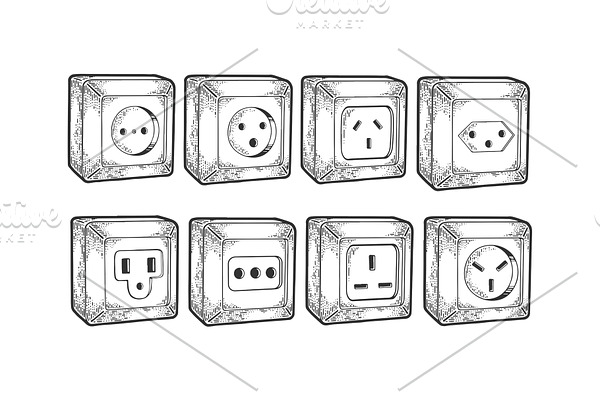 Power sockets of different countries