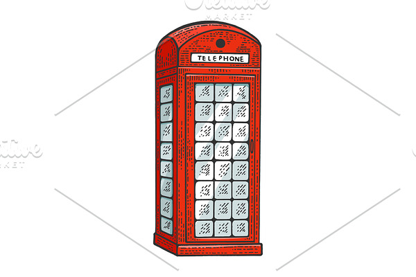 Red telephone box sketch vector