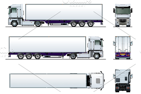 Vector cargo semi truck mockup