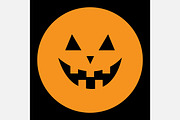Pumpkin round icon. Smiling face