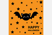 Black bat flying. Happy Halloween