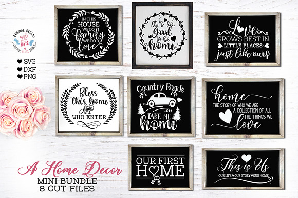 Home Sign Bundle Cut Files in Illustrations - product preview 9