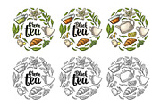 Set with lettering Black Green Tea