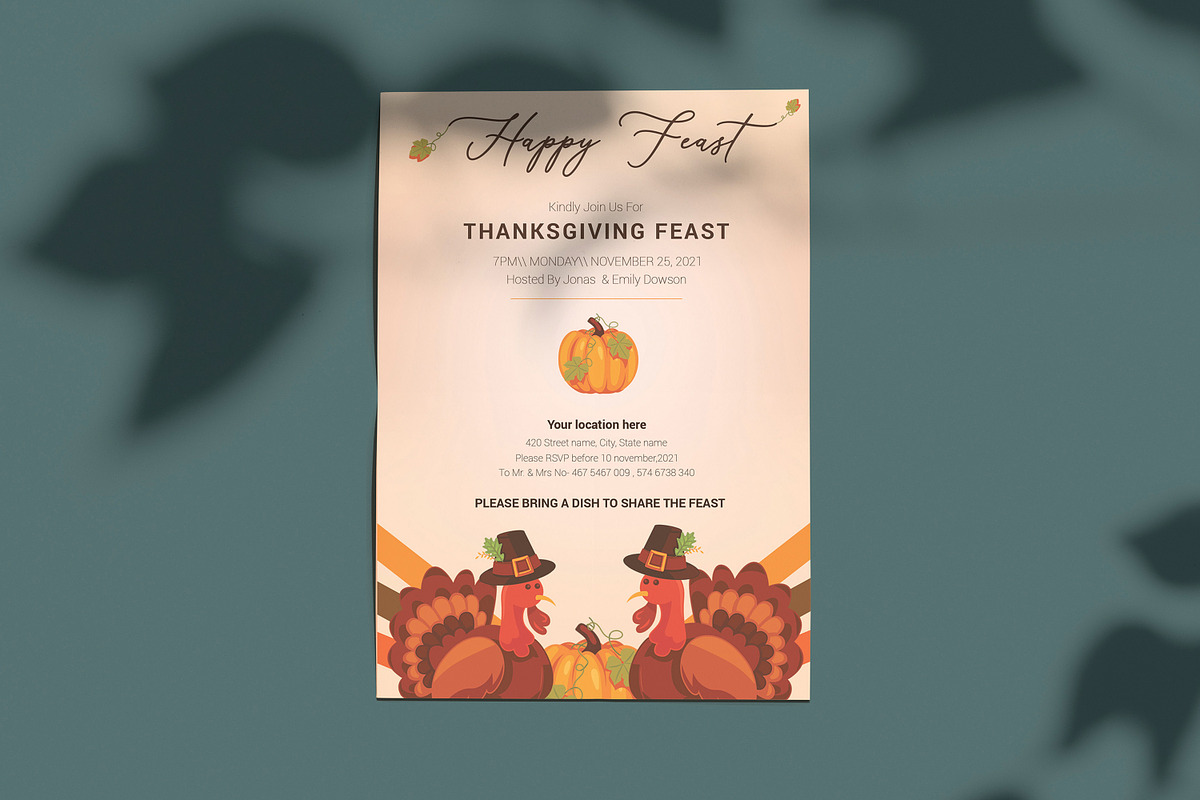 Thanksgiving Invitation Template in Card Templates - product preview 8
