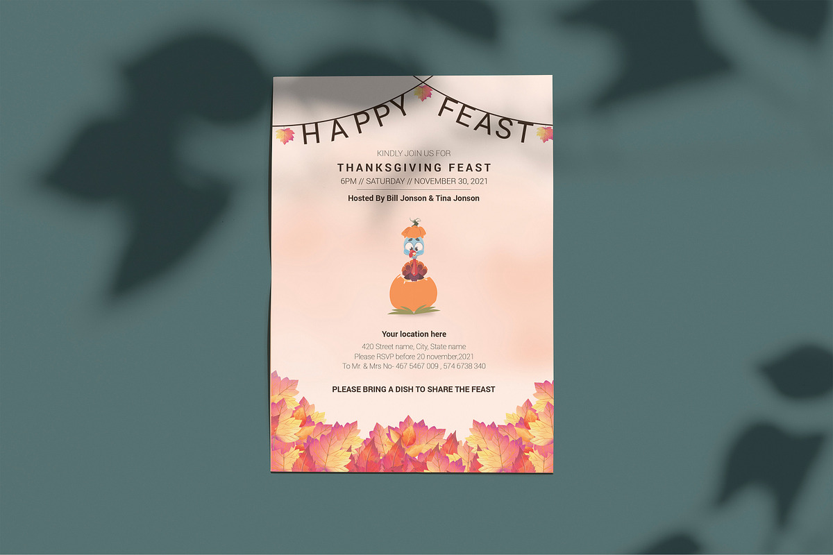 Thanksgiving Template Invitation in Card Templates - product preview 8