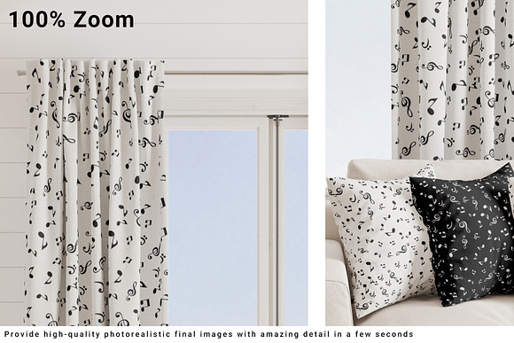 5 Types of Curtains & Pillows Set in Product Mockups - product preview 4