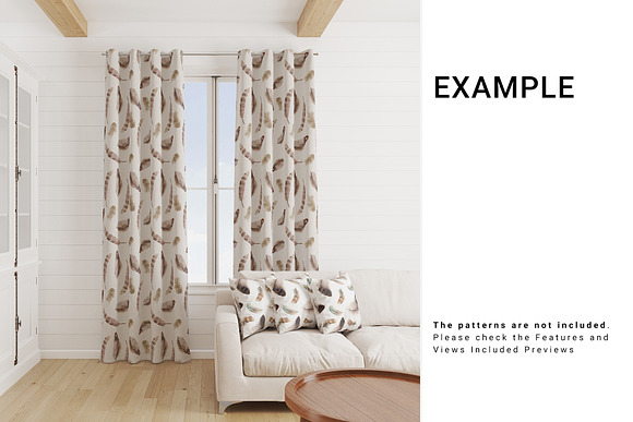 5 Types of Curtains & Pillows Set in Product Mockups - product preview 6