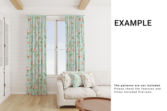 5 Types of Curtains & Pillows Set in Product Mockups - product preview 7