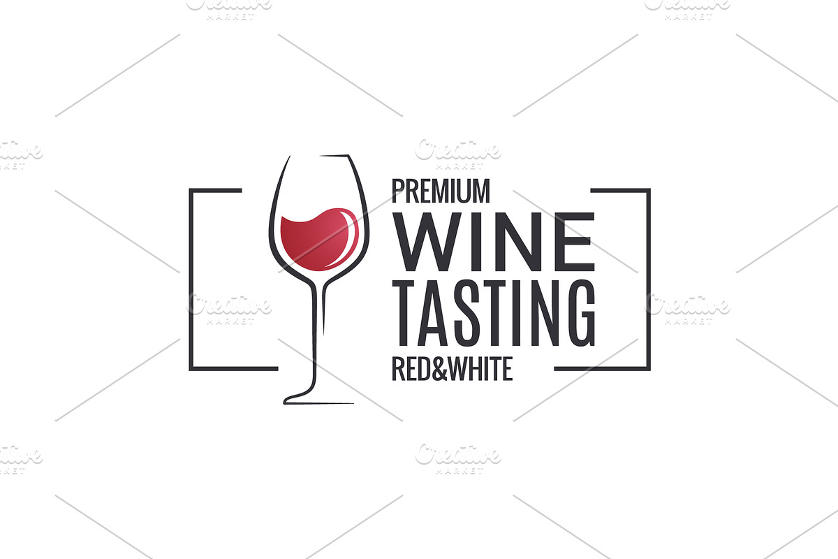Wine glass banner design on white in Illustrations - product preview 8
