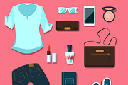 Young woman clothes and accessories