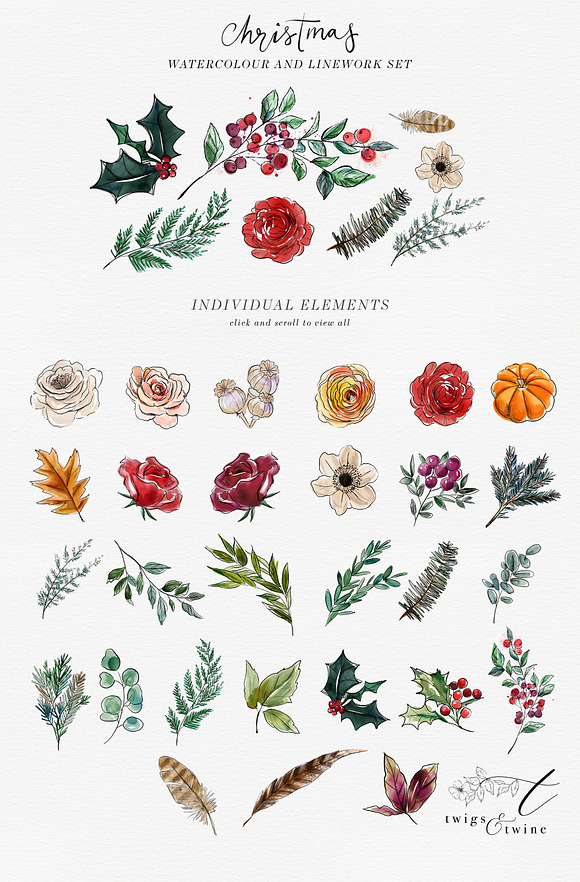 Christmas Watercolour and Inky Line in Illustrations - product preview 8