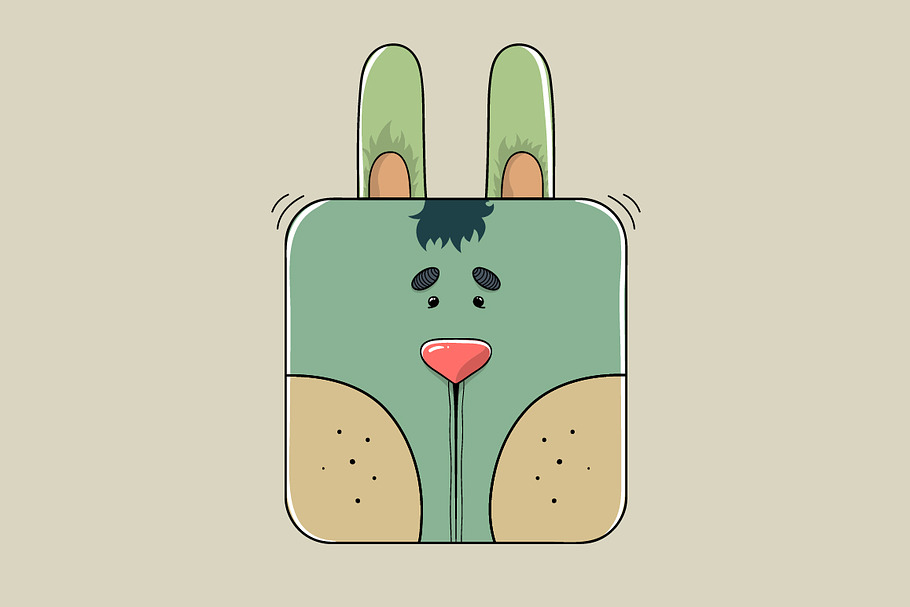 The stylized square face rabbit in Illustrations - product preview 8