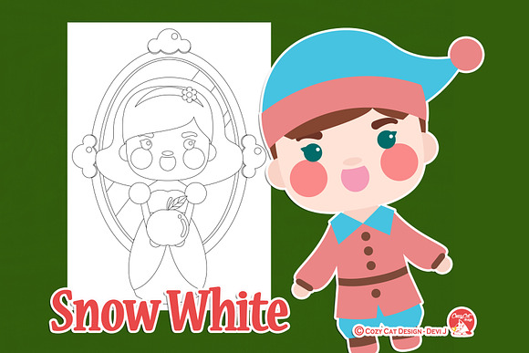 Snow White Coloring Pages in Illustrations - product preview 1