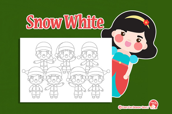 Snow White Coloring Pages in Illustrations - product preview 3