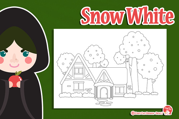 Snow White Coloring Pages in Illustrations - product preview 4