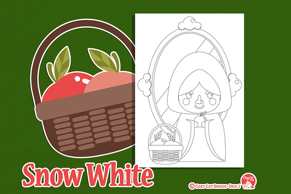 Snow White Coloring Pages in Illustrations - product preview 6