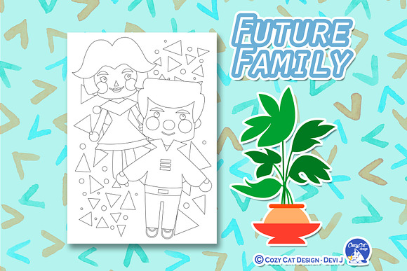 Future Family Coloring Pages in Illustrations - product preview 1