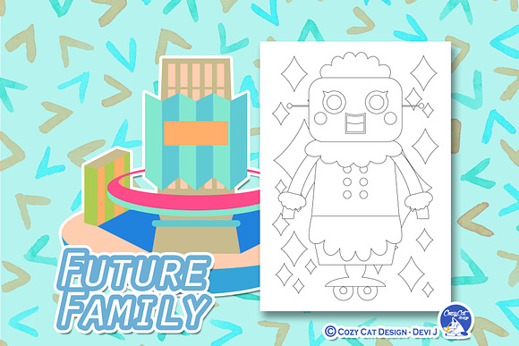 Future Family Coloring Pages in Illustrations - product preview 2