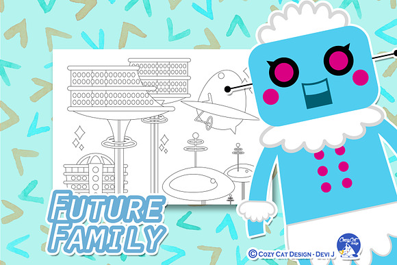 Future Family Coloring Pages in Illustrations - product preview 3